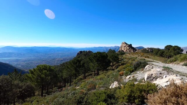 Panoramic view on hiking trail to Maroma peak, Sierra Tejeda, Spain 