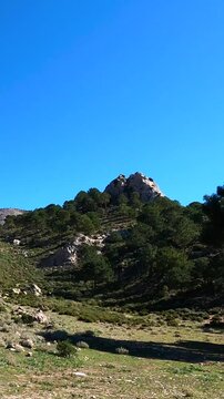 Panoramic view on hiking trail to Maroma peak, Sierra Tejeda, Spain 