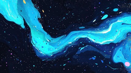 Abstract Cosmic River: A Celestial Acrylic Pour Painting
