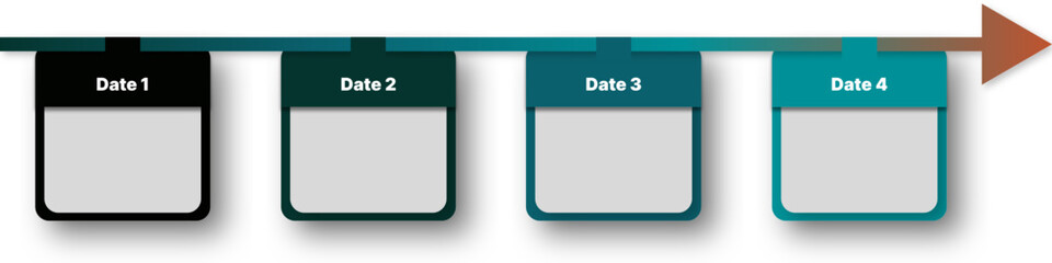 Timeline graphic art, green and orange gradient, four phases.