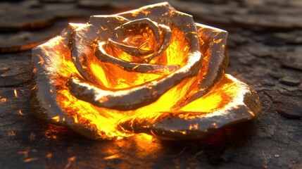 Glowing Molten Gold Rose