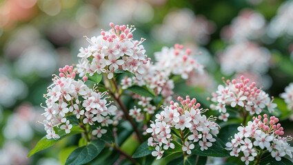 Obraz premium Spirea flowers, highlighting their delicate clusters of tiny blooms