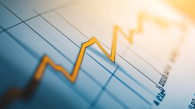 An upward trending yellow graph line on a chart