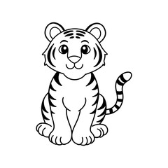 Adorable Tiger Line Art: Coloring Page for Kids cub fun cute