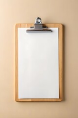 Minimalist Wooden Clipboard with Blank White Paper