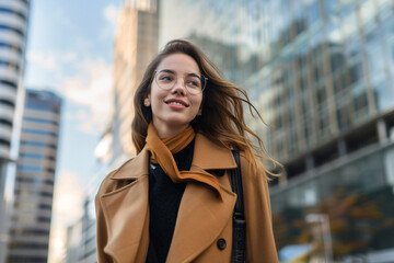 Obraz premium Stylish young woman enjoying city life