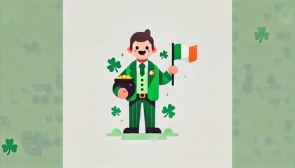 Festive Saint Patrick's Day Man with Green Beer and Leprechaun Hat