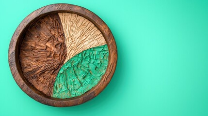 Fototapeta premium Unique Handcrafted Wooden Bowl with Colorful Textured Segments