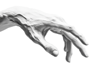 Isolated Sculptural White Hand Reaching Down