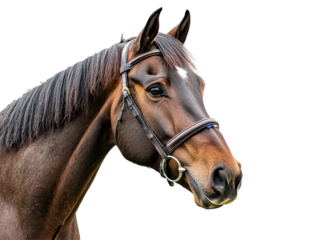 Isolated Brown Horse Head with Bridle