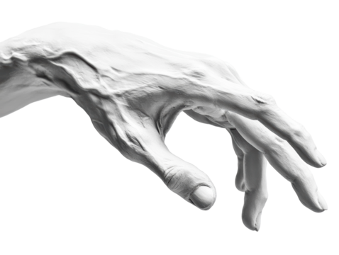 Isolated Sculptural White Hand Reaching Down