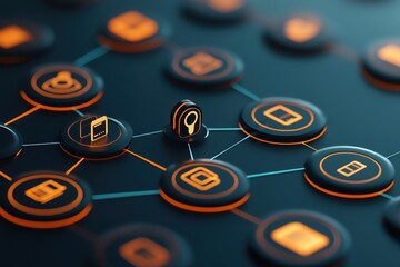 Customer symbols in business network digital icons modern environment