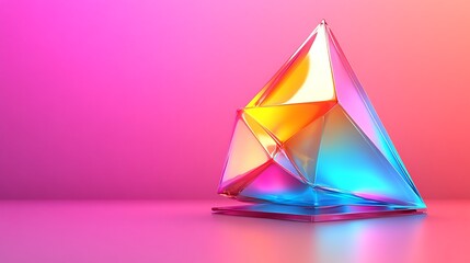 A glowing geometric lattice structure against a gradient sunset backdrop.