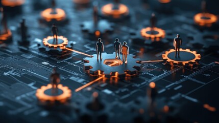 Business symbolizing customer connections through glowing gears