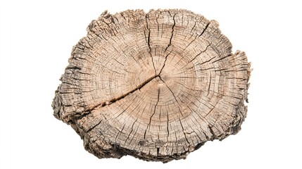 Natural Wooden Log Slice With Visible Growth Rings and Texture