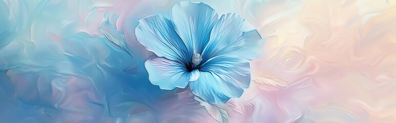 Obraz premium Blue beautiful flower on a beautiful toned blurred background, border. Delicate floral background, selective soft focus.
