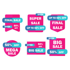 Vibrant Sale Tags: Final, Super, Big, and Mega Sale Designs with Up to 50% Off
