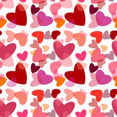 Hand drawn St.Valentines seamless pattern featuring hearts in a various colours