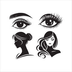female eyes vector icon silhouette