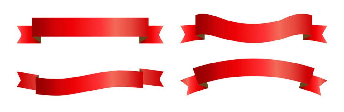 Label Red Ribbon tag banner - sticker sale badge promotion Vector illustration.