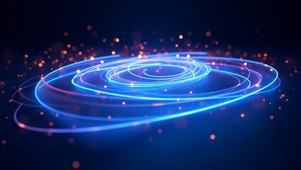 Fototapeta premium Abstract 3d blue background with glowing lines. Generative Ai.