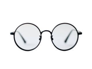 Isolated Round Black Frame Glasses