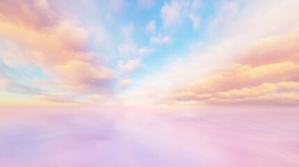Soft Pastel Clouds at Sunrise, Gentle Pink and Blue Horizon