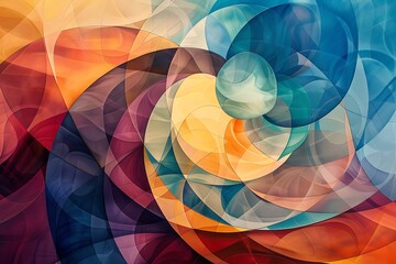 A balanced mind with harmonious, interlocking circles and calming hues conveying equilibrium and stability