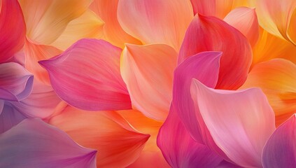 A vibrant digital painting of abstract petals in various colors, creating an atmosphere reminiscent of the summer season Generative AI