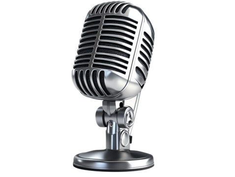 vintage microphone isolated on transparent background