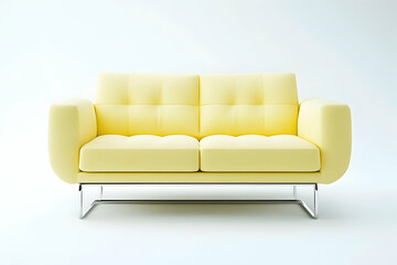 Fototapeta premium sofa with metal legs and light yellow leather seats
