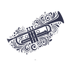 Obraz premium Jazz Trumpet Instrument Silhouette Template