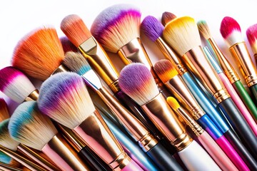 Fototapeta premium Professional Makeup Brushes Isolated on White Background - PNG