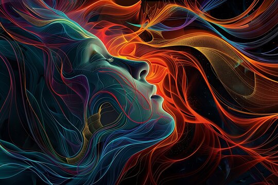 A driven mind with forward-moving lines and vibrant, energetic patterns symbolizing motivation and ambition