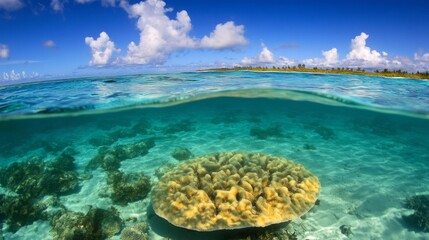 Pure blue turquoise water texture of the ocean sea with foam from and waves