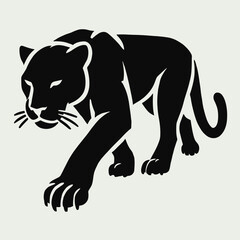 Obraz premium Panther silhouette in black on a white background