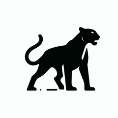 Fototapeta premium Panther silhouette in black on a white background