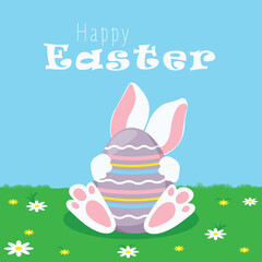 easter card with bunny and eggs