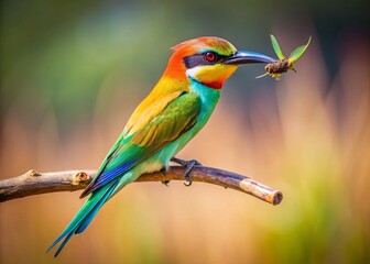 Rainbow Bee-eater Landing at Marlgu Billabong, Kimberley, Australia