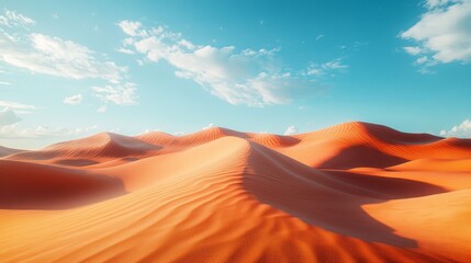 Naklejka premium A desert landscape with a blue sky and clouds