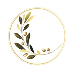 Naklejka premium Golden Olive Branch Encircling A Blank Circular Frame