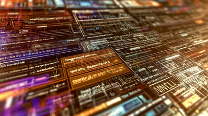 Intricate digital data streams and glowing code fill the frame, creating a dynamic and futuristic visual.
