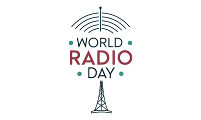 World radio day Design For celebration. Tower signal icon. Poster or banner design. Illustration vector graphic of world radio day good for background.