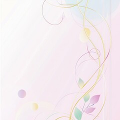 Pastel Floral Design With Gold Vines And Circles