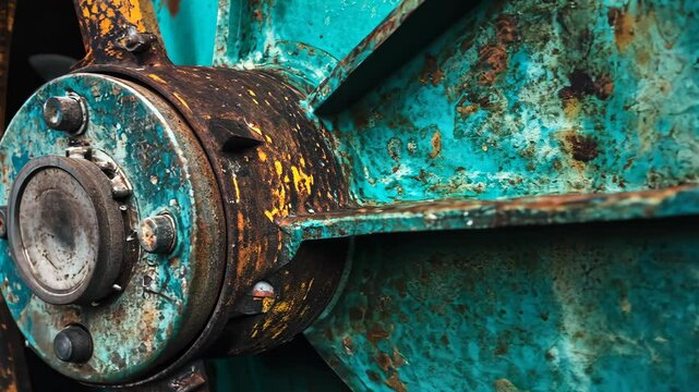 Weathered industrial machinery with rust and faded paint captures the essence of abandoned technology