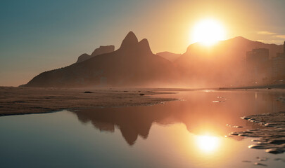 Mountains and beach of Rio de Janeiro.