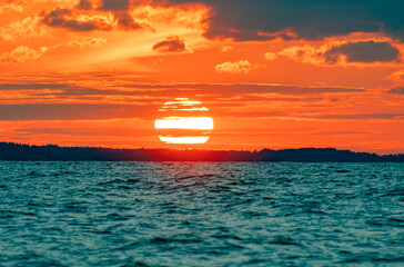 Sunset on the sea coast.