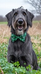 Obraz premium Charming Dog Wearing a Bowtie in a Lush Green Meadow