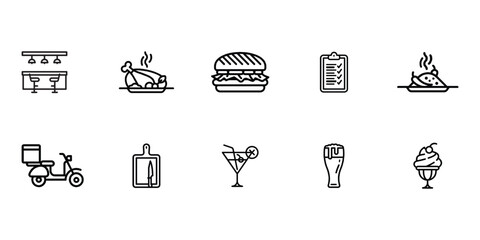restaurant, restaurant icon set, restaurant vector icon set, restaurant vector icon bundle