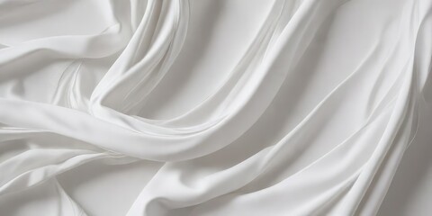 Fototapeta premium Elegant white fabric background with artistic abstract swooshes, clean design, modern art, chic